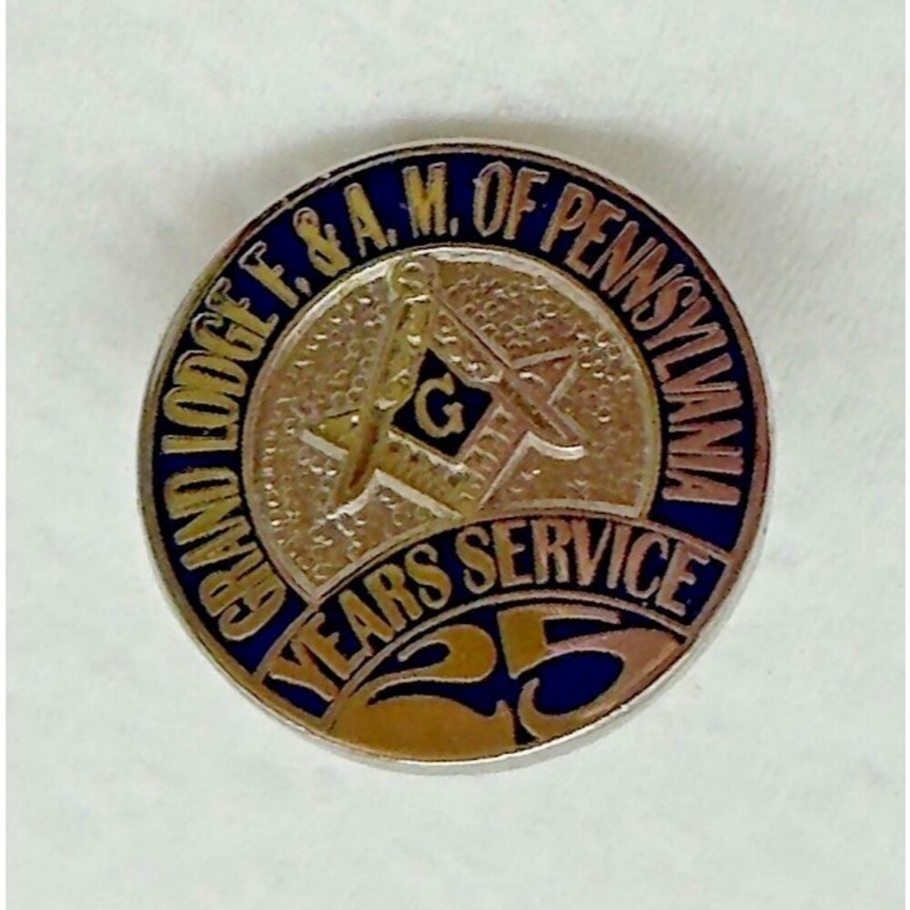 Vintage Masonic Mason Grand Lodge F.&A.M. of PA 25 Years Service Tie Tack Pin